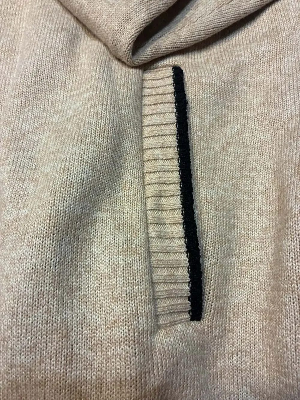 Yeokou Men's Beige Full Zip Stand Collar Knit Cardigan Sweater